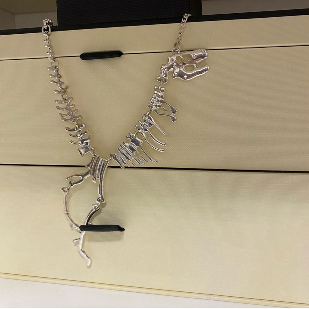 Dinosaur Silver Skeleton Necklace
